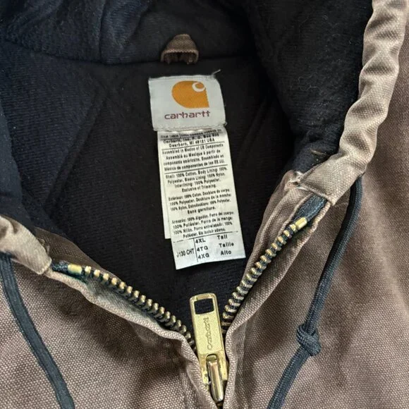 Vintage Carhartt J130 CHT Brown Chocolate‎ Quilt Lined Jacket 4XL Tall Y2K 2004